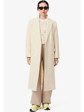 lacoste γυναικείο μάλλινο παλτό με σταυρωτό κούμπωμα 