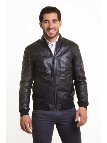 the bostonians ανδρικό δερμάτινο bomber jacket regular fit σε προσφορά