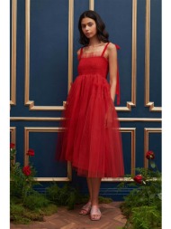 sister jane γυναικείο midi φόρεμα με τούλι `palace` - drd549red κόκκινο