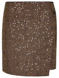dkny γυναικεία mini φούστα με καρό σχέδιο και παγίετα - p4hn6xia χρυσό