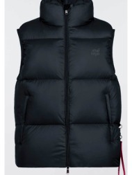 after label ανδρικό αμάνικο μπουφάν καπιτονέ με ψηλό λαιμό και logo print `anapa` - anapan061- μαύρο