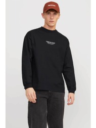 jack & jones ανδρική μακρυμάνικη μπλούζα με λογότυπο regular fit - 12251775 μαύρο