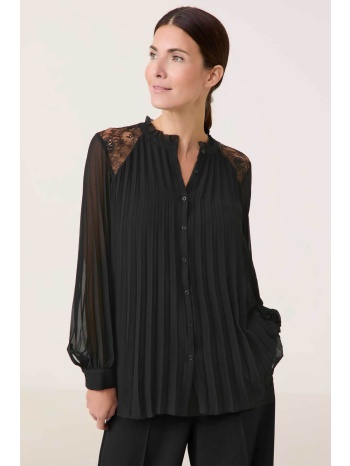 gerry weber γυναικεία μπλούζα πλισέ με δαντέλα 