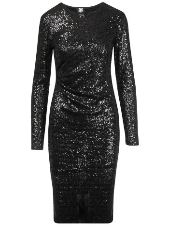 dkny γυναικείο midi φόρεμα μονόχρωμο με all-over σχέδιο με