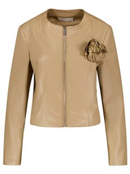 gerry weber γυναικείο jacket faux δέρμα με απλικέ λουλούδι - 430026-31227 μπεζ