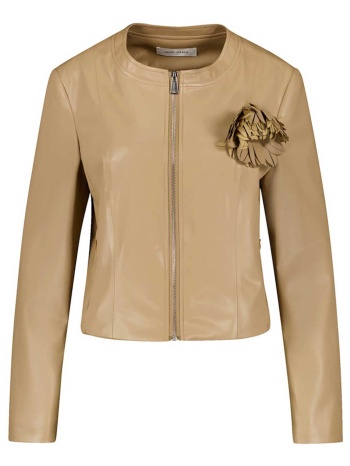gerry weber γυναικείο jacket faux δέρμα με απλικέ λουλούδι