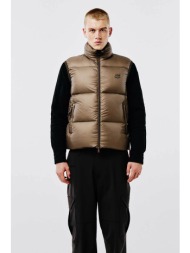 after label ανδρικό αμάνικο μπουφάν καπιτονέ με ψηλό λαιμό και logo print `anapa` - anapan061- καφέ