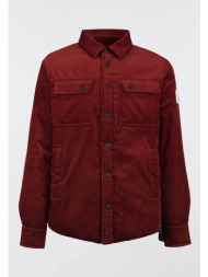 after label ανδρικό κοτλέ overshirt με τσέπες και logo patch `belluno` - bellunotp313- μπορντό