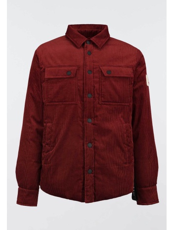 after label ανδρικό κοτλέ overshirt με τσέπες και logo