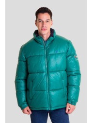 nautica ανδρικό μπουφάν με καπιτονέ σχέδιο και ψηλό λαιμό με κρυφή κουκούλα - 208001310 βεραμάν