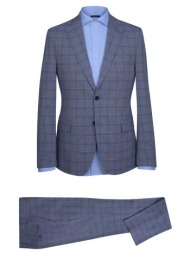 prince oliver ανδρικό κοστούμι με καρό σχέδιο modern fit - 12989060 μπλε ανοιχτό