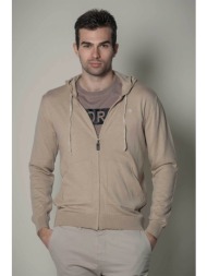 dors ανδρική πλεκτή ζακέτα με κουκούλα και κεντημένο λογότυπο - 1237013.c01 μπεζ