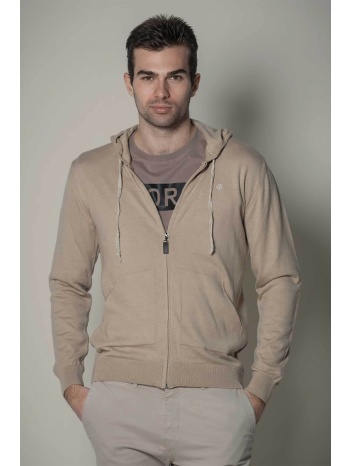 dors ανδρική πλεκτή ζακέτα με κουκούλα και κεντημένο