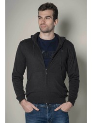 dors ανδρική πλεκτή ζακέτα με κουκούλα και κεντημένο λογότυπο - 1237013.c03 γκρι σκούρο