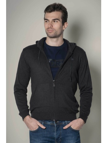 dors ανδρική πλεκτή ζακέτα με κουκούλα και κεντημένο