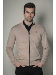 dors ανδρική πλεκτή ζακέτα με φεμρουάρ και κεντημένο λογότυπο - 1237024.c01 μπεζ