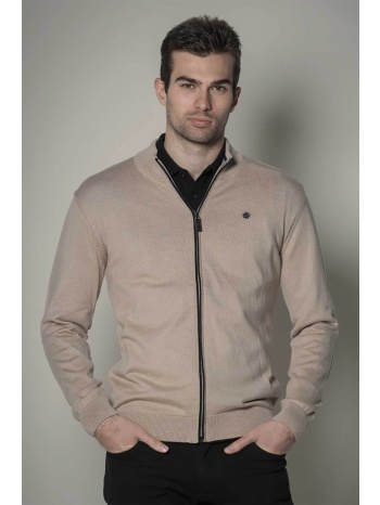 dors ανδρική πλεκτή ζακέτα με φεμρουάρ και κεντημένο
