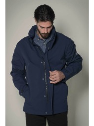 dors ανδρικό αδιάβροχο μπουφάν παρκά με κουκούλα και λογότυπο - 3037003.c02 μπλε σκούρο