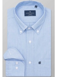 oxford company ανδρικό πουκάμισο μονόχρωμο και button down regular fit - w110-bq10.03 μπλε ανοιχτό