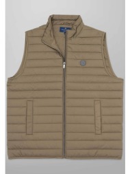 oxford company ανδρικό αμάνικο μπουφάν με καπιτονέ σχέδιο regular fit - a112-hw81.02 λαδί