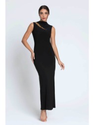 lise charmel γυναικείο maxi φόρεμα με χρυσό κέντημα `eclats d`or` - alj7129 μαύρο