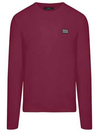 prince oliver ανδρικό πουλόβερ με logo patch modern fit 