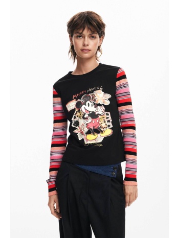 desigual γυναικεία μπλούζα με print και ριγέ σχέδιο regular