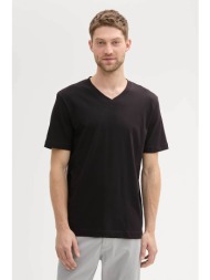 tom tailor σετ ανδρικά t-shirt μονόχρωμα με v λαιμόκοψη (2 τεμάχια) - 1037738 μαύρο
