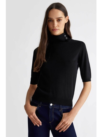 liu jo γυναικεία πλεκτή μπλούζα με ψηλή λαιμόκοψη 