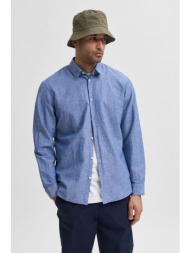 selected ανδρικό πουκάμισο μονόχρωμο slim fit - 16078867 μπλε
