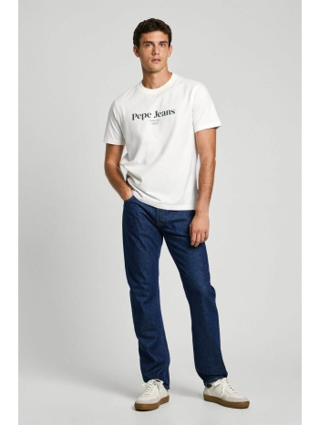 pepe jeans ανδρικό t-shirt μονόχρωμο με logo print  σε προσφορά