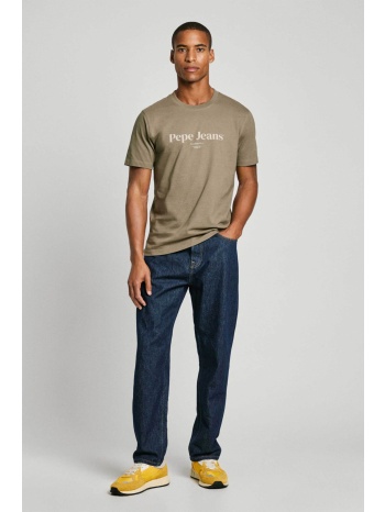 pepe jeans ανδρικό t-shirt μονόχρωμο με logo print  σε προσφορά