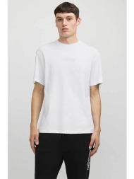 jack & jones ανδρικό t-shirt μονόχρωμο με logo print - 12269369 λευκό