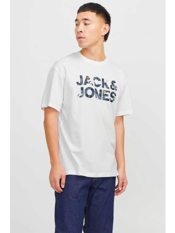 jack & jones ανδρικό t-shirt μονόχρωμο με logo print 