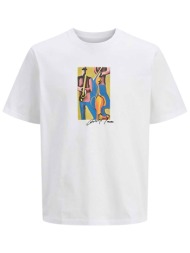 jack & jones ανδρικό t-shirt μονόχρωμο με logo print - 12273378 λευκό