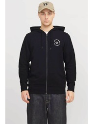 jack & jones ανδρική ζακέτα φούτερ μονόχρωμη με κουκούλα relaxed fit - 12269366 μαύρο
