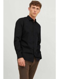 jack & jones ανδρικό πουκάμισο μονόχρωμο - 12187222 μαύρο