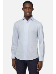 boggi milano ανδρικό πουκάμισο μονόχρωμο regular fit - bo25p001701 σιελ