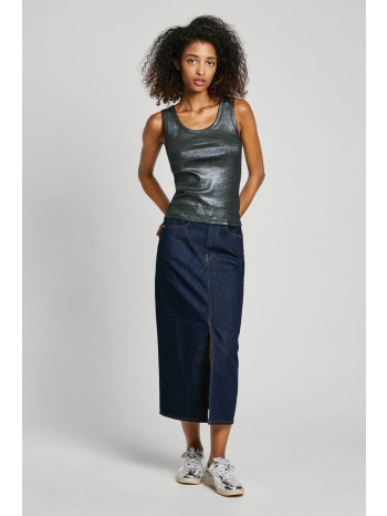 pepe jeans γυναικείo τοπ αμάνικο μεταλλιζέ - pl505993 μαύρο