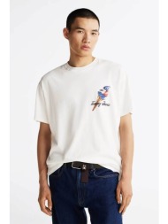 tommy jeans ανδρικό t-shirt με λογότυπο relaxed fit - dm0dm20352 εκρού