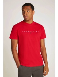 tommy jeans ανδρικό t-shirt με λογότυπο regular fit - dm0dm20744 κόκκινο