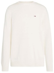tommy jeans ανδρικό πουλόβερ με λογότυπο slim fit - dm0dm18370 λευκό