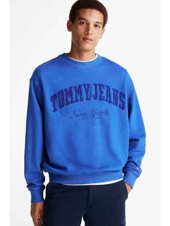 tommy jeans ανδρική μπλούζα φούτερ με ανάγλυφο λογότυπο και