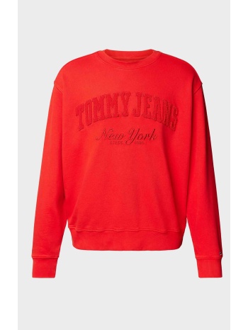 tommy jeans ανδρική μπλούζα φούτερ με ανάγλυφο λογότυπο και