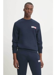 tommy jeans ανδρική μπλούζα φούτερ μονόχρωμη με λογότυπο - dm0dm20341 μπλε σκούρο