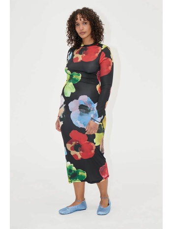 stine goya γυναικείο φόρεμα midi με floral print watercolor