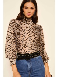 rixo γυναικεία μπλούζα με animal print `suki` - 030.00709.125.06046 μπεζ