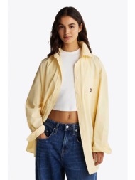 tommy jeans γυναικείο πουκάμισο με τσέπη στο στήθος και λογότυπο oversized fit - dw0dw19357 μπεζ