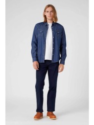 wrangler® ανδρικό τζιν παντελόνι πεντάτσεπο με logo patch `texas blue black` - 112126060 σκούρο μπλε