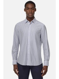 boggi milano ανδρικό πουκάμισο με ριγέ σχέδιο regular fit - bo25p063001 μπλε